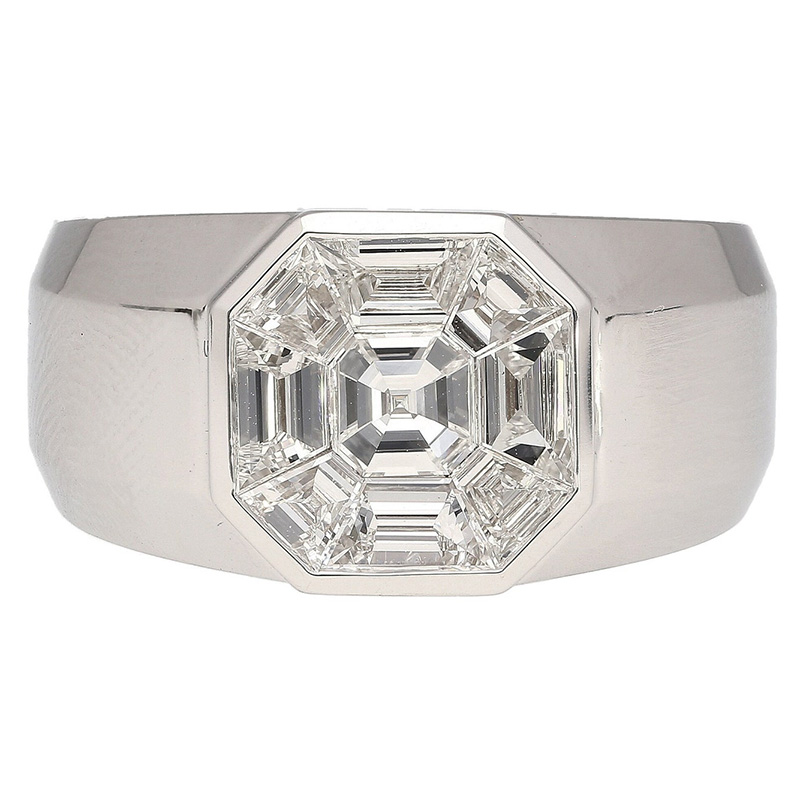 2ct Asscher Cut White Sapphire Sterling Silver Men's Ring