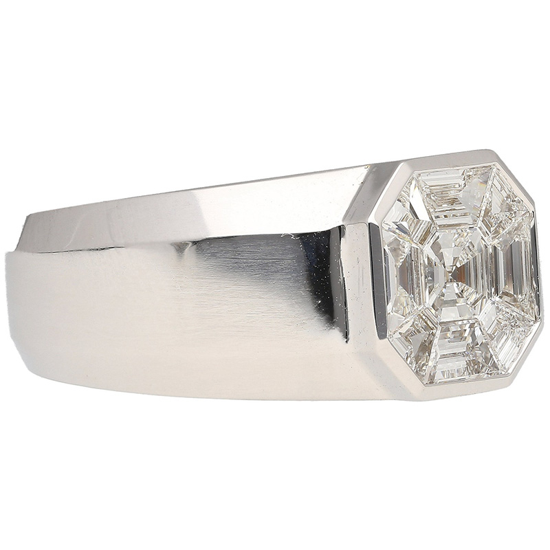 2ct Asscher Cut White Sapphire Sterling Silver Men's Ring