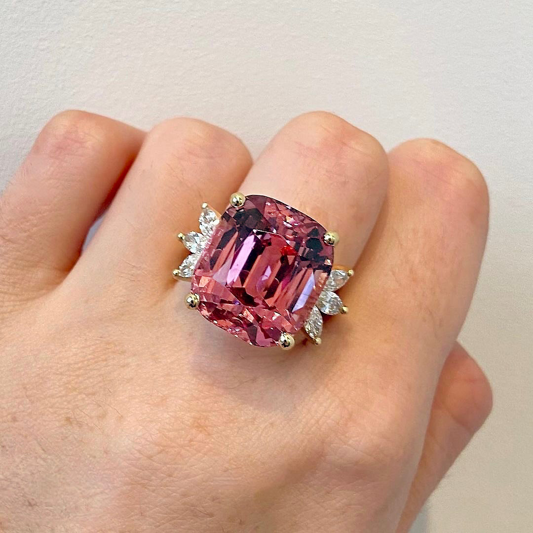 8ct Cushion Cut Pink Sapphire Engagement Ring