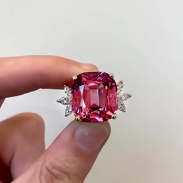 8ct Cushion Cut Pink Sapphire Engagement Ring