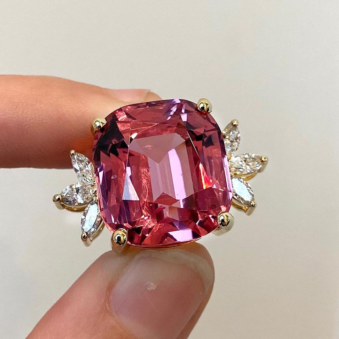 8ct Cushion Cut Pink Sapphire Engagement Ring