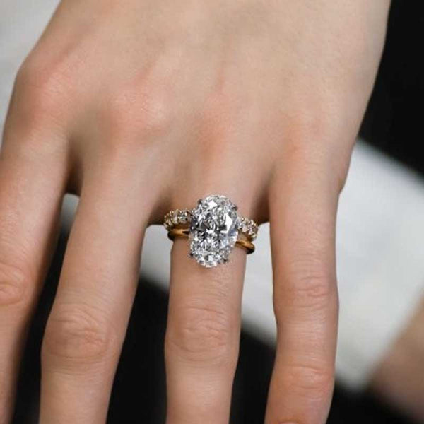 4ct Oval Cut 2PC Wedding Ring Set In Sterling Silver