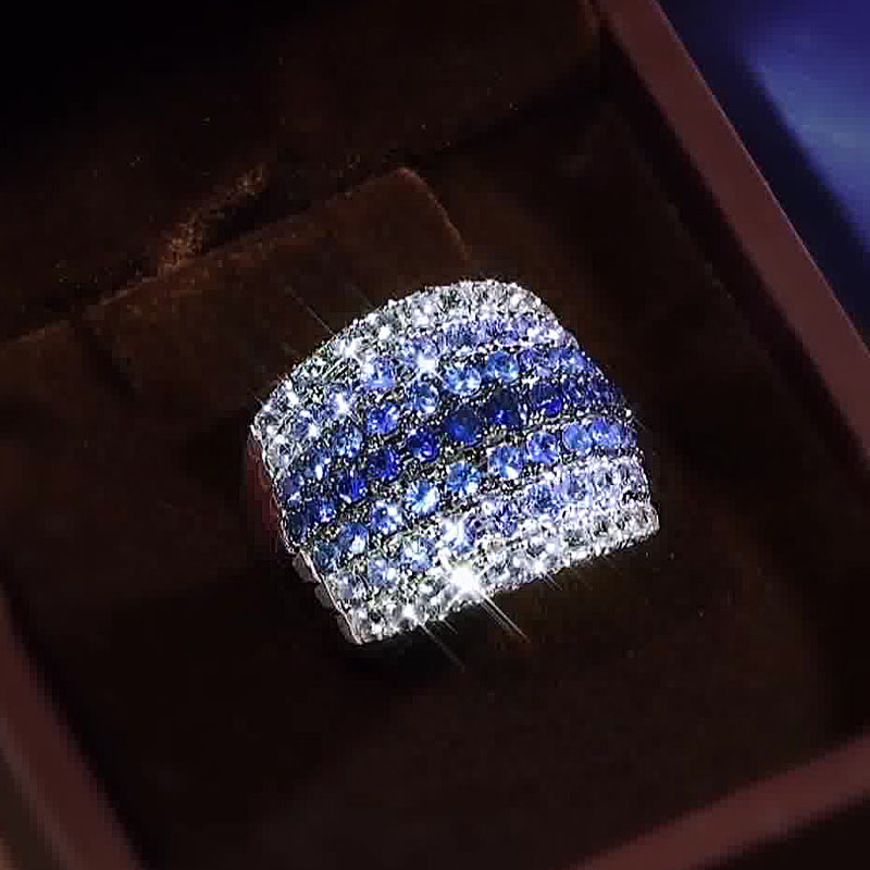 9.25ct Round Cut Gradient Sapphire Cocktail Ring