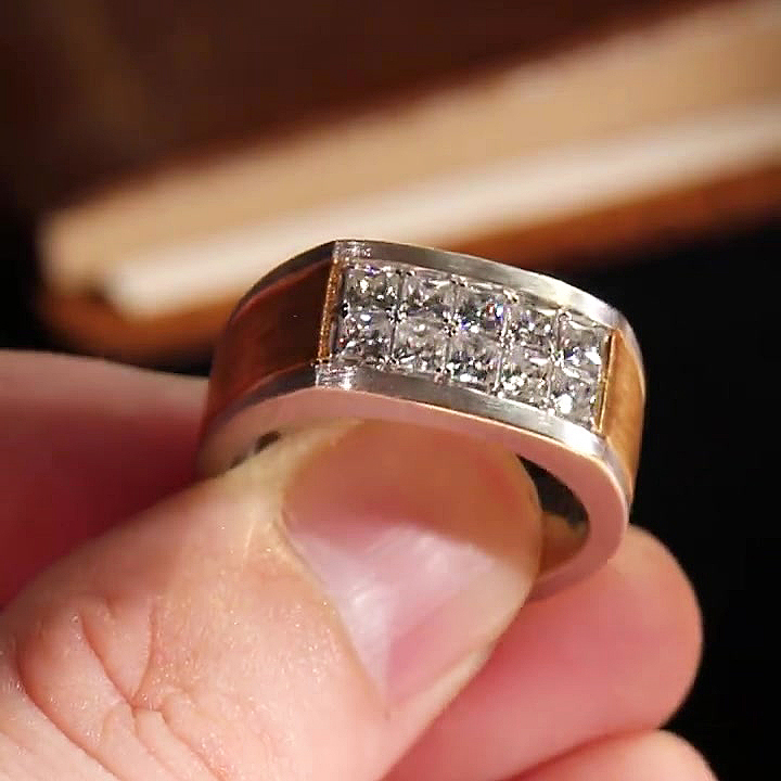 1.65ct Princess Cut White Sapphire Men's Ring