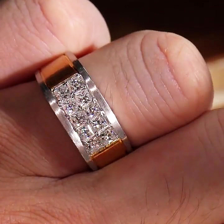 1.65ct Princess Cut White Sapphire Men's Ring
