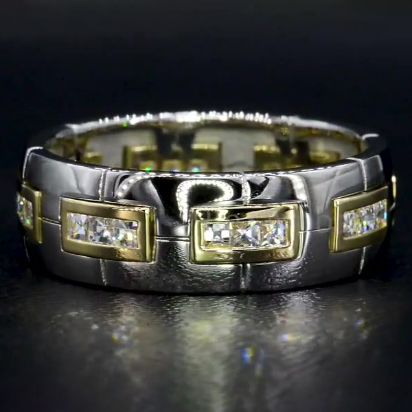 1.75ct Princess Cut White Sapphire Men's Eternity Ring