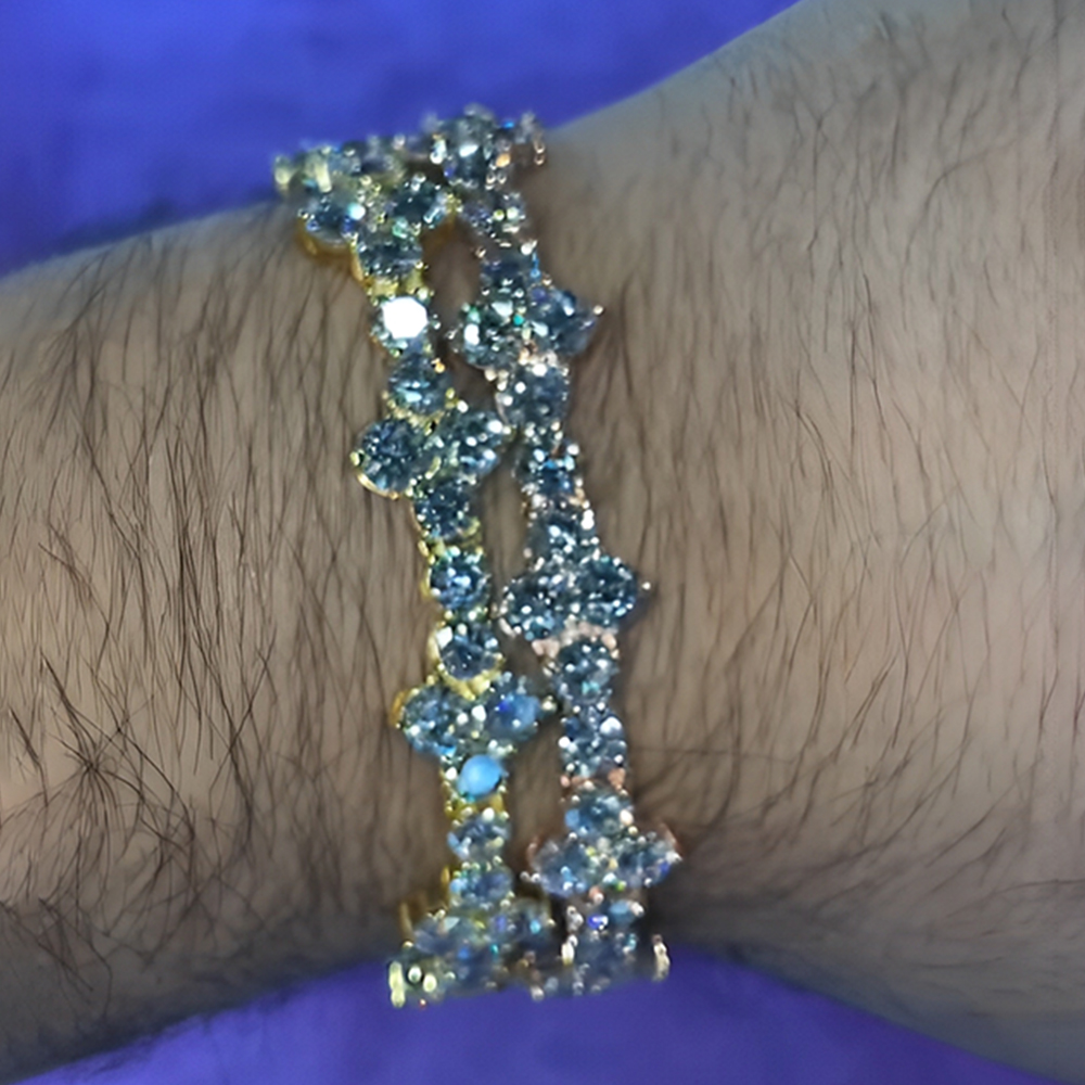 5ct Round Cut Aquamarine Sapphire Tennis Bracelet For Men