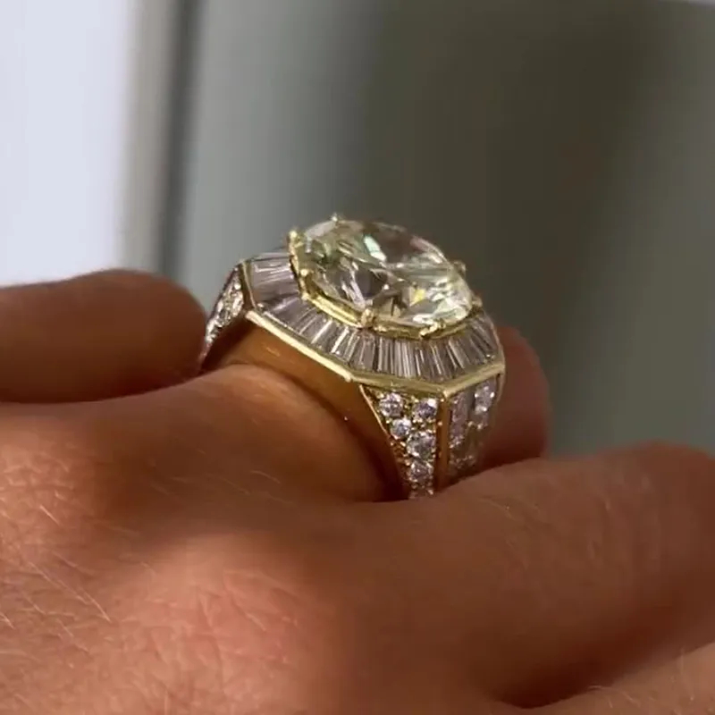 3ct Round Cut White Sapphire Ring For Men