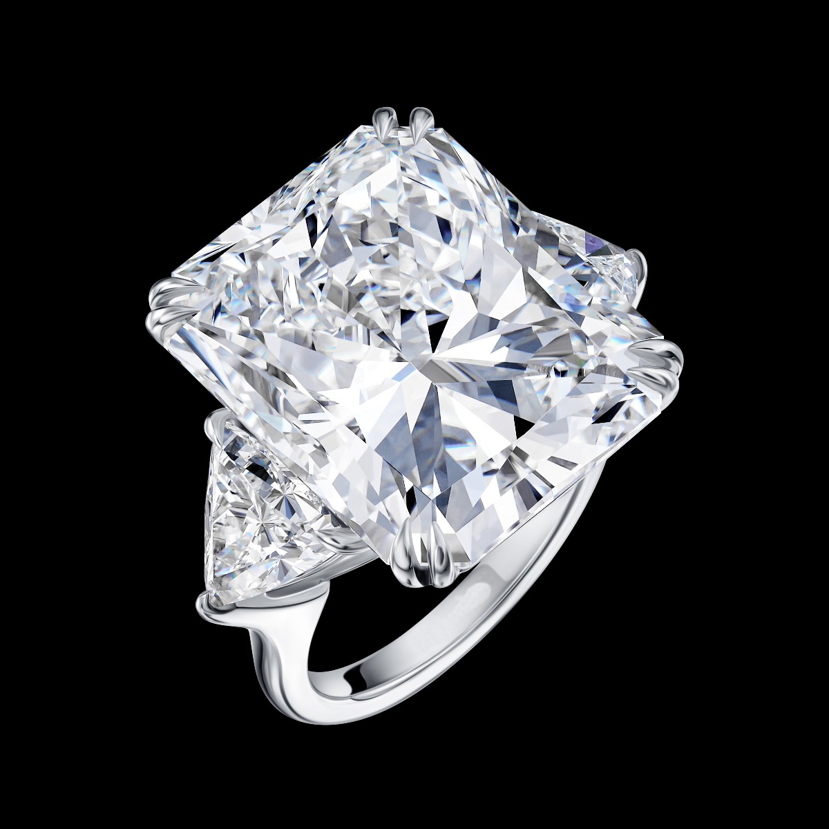 7ct Three-stone Radiant Cut White Sapphire Engagement Ring