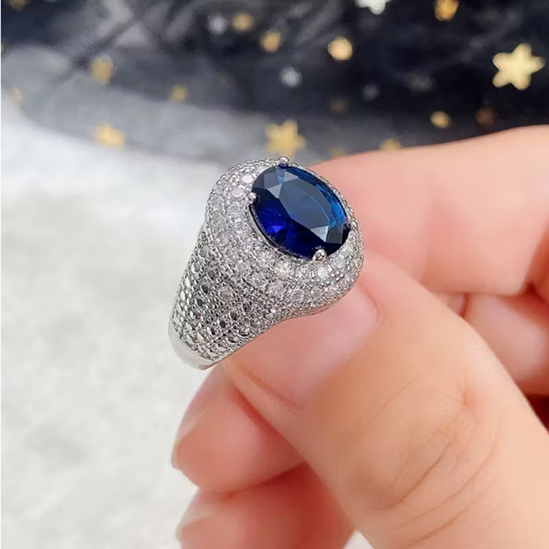 5ct Oval Cut Aquamarine Sapphire Ring