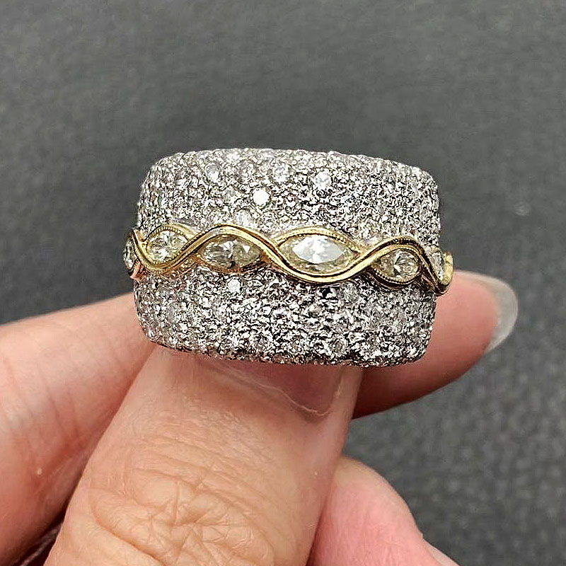 7.65ct Micro-pave Setting Round Cut White Sapphire Ring