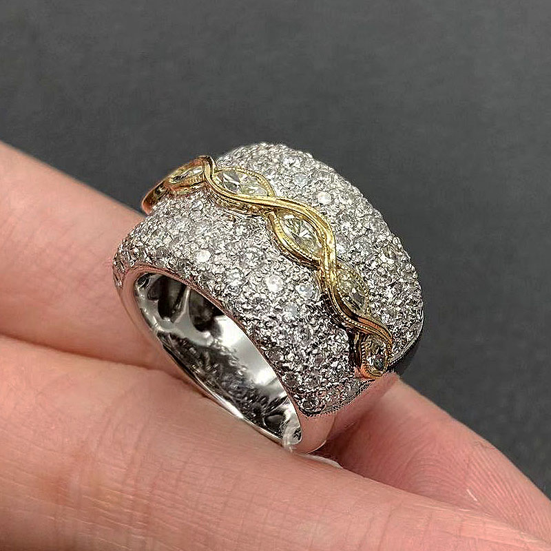 7.65ct Micro-pave Setting Round Cut White Sapphire Ring