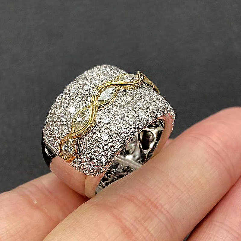 7.65ct Micro-pave Setting Round Cut White Sapphire Ring