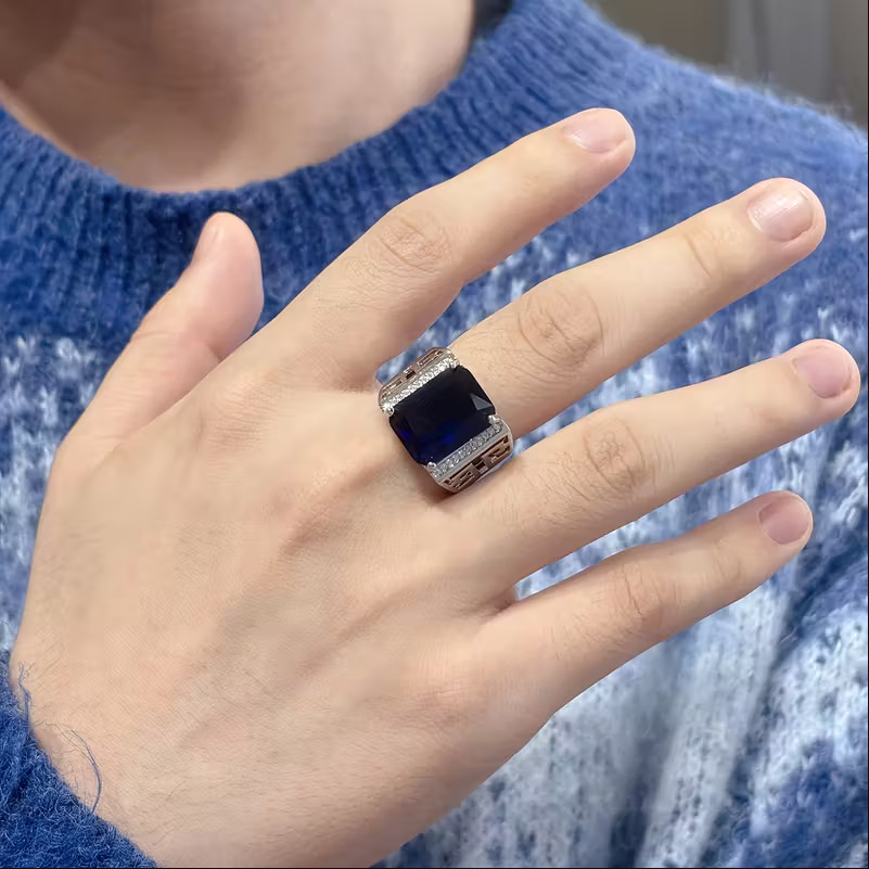 5ct Oval Cut Gemstone Sterling Silver Handmade Ring