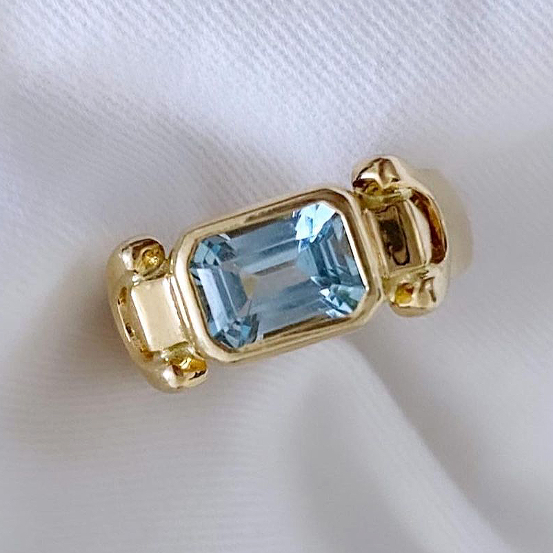 4ct Emerald Cut Aquamarine Ring