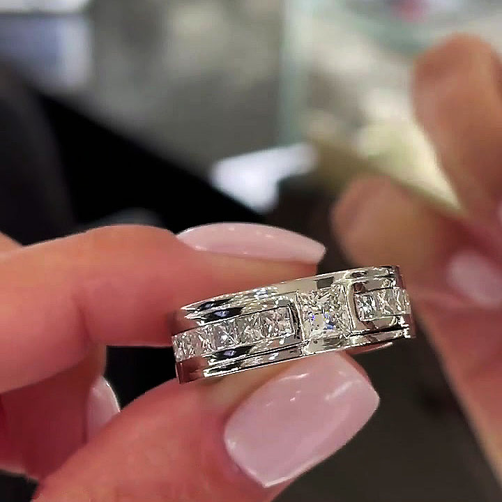 3.75ct Princess Cut Handmade Zircon Sterling Silver Ring