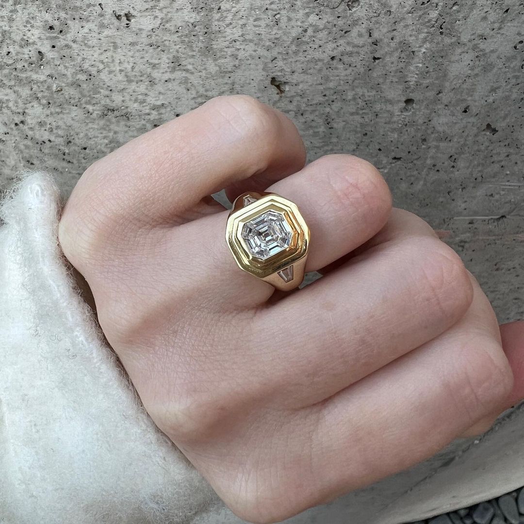 5ct Asscher Cut Handmade Men's Ring