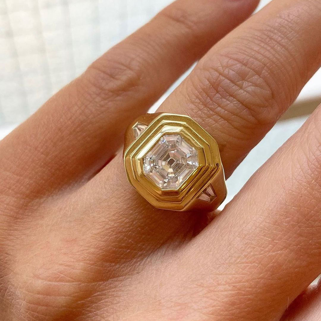 5ct Asscher Cut Handmade Men's Ring