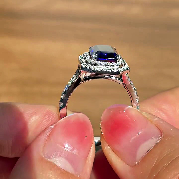 6ct Emerald Cut Handmade Ring In Sterling Silver