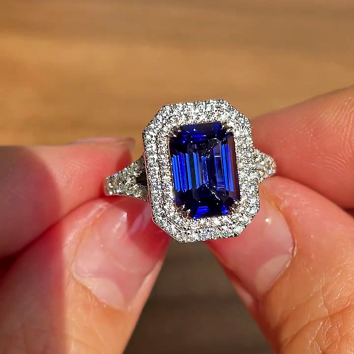 6ct Emerald Cut Handmade Ring In Sterling Silver