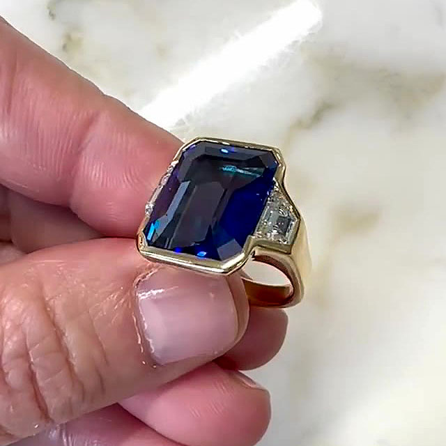 7ct Emerald Cut Sterling Silver Handmade Ring