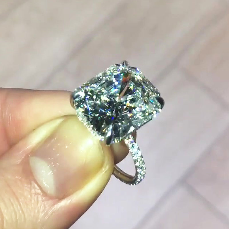 4ct Radiant Cut Sterling Silver Handmade Ring