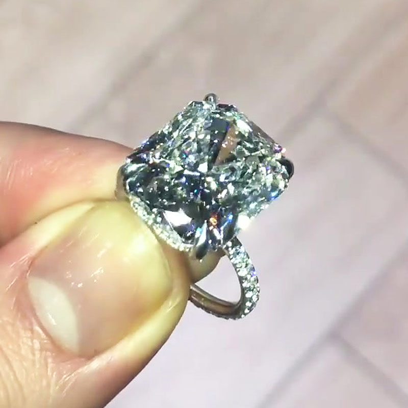 4ct Radiant Cut Sterling Silver Handmade Ring