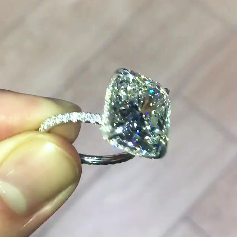 4ct Radiant Cut Sterling Silver Handmade Ring
