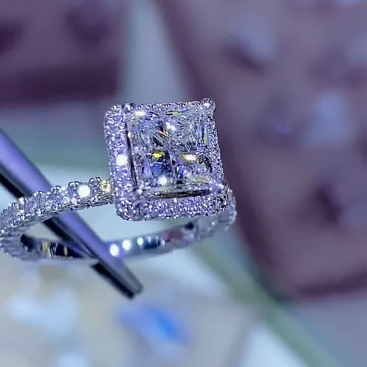 2ct Princess Cut Sterling Silver Handmade Ring