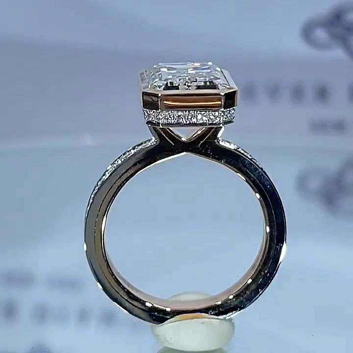3.5ct Emerald Cut Sterling Silver Handmade Ring
