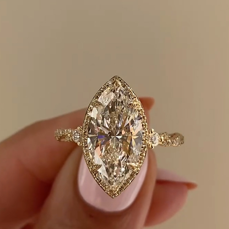 3.0ct Marquise Cut White Lab-Grown Gemstone Sterling Silver Gold Plated Wedding Rings