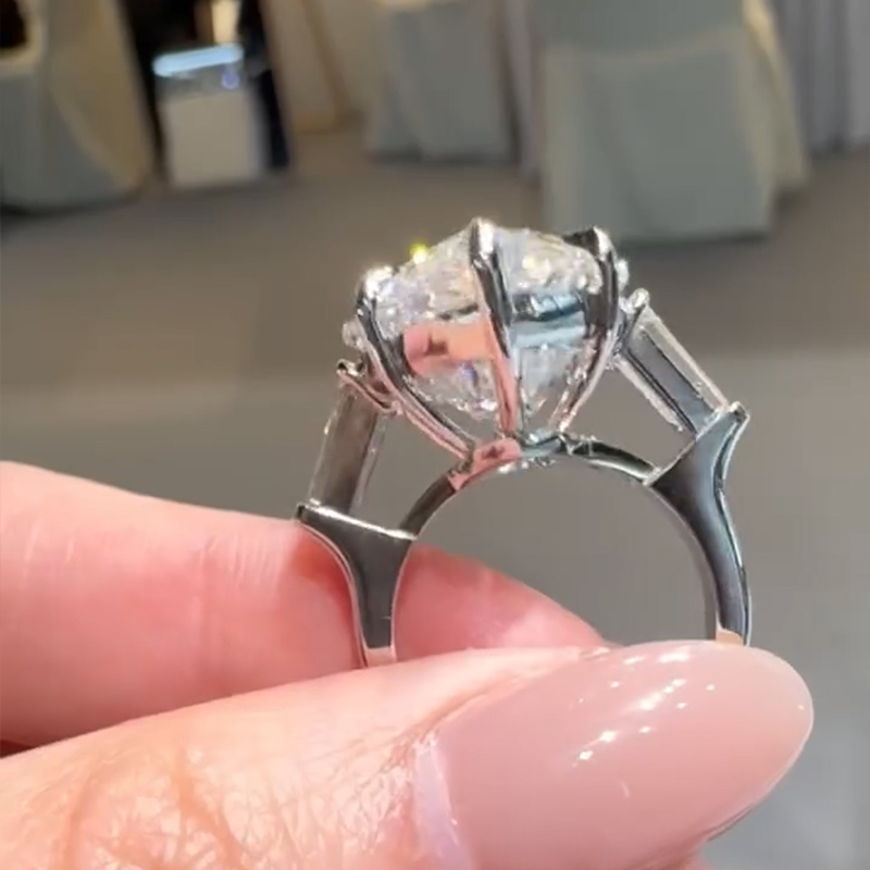 8ct Marquise Cut White Lab-Grown Gemstone Sterling Silver Engagement Rings