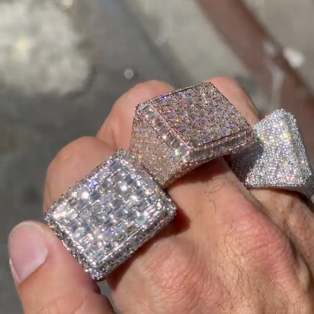 Emerald Cut Fully Enclosed Gemstone Set Luxury Handmade Sterling Silver Men's Ring