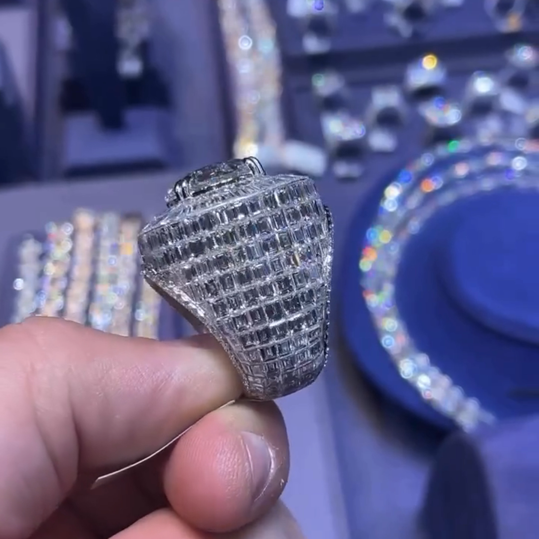 5ct Round Cut Gemstone With Fully Surrounded Gemstone Inlaid Luxury Handmade Sterling Silver Men's Ring