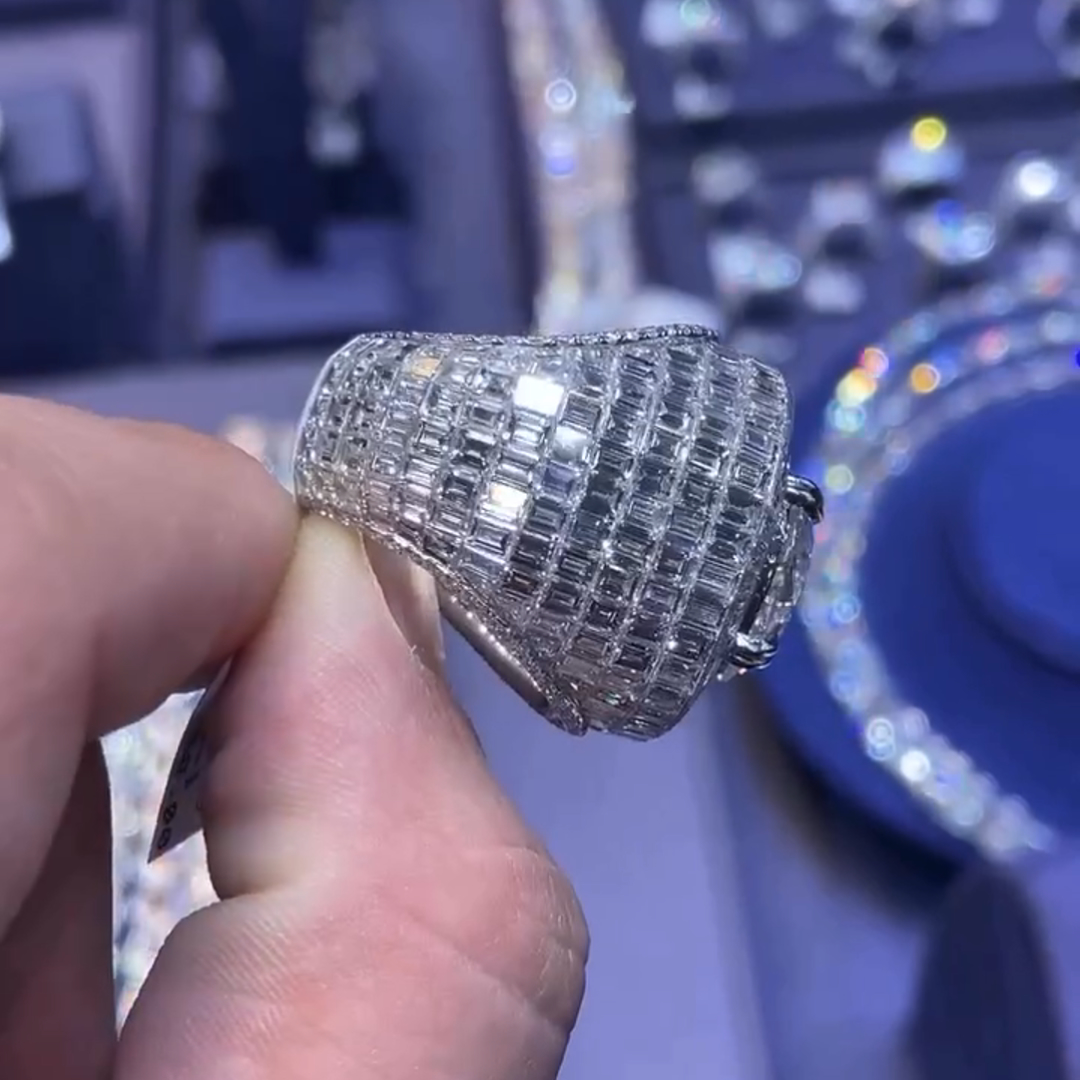 5ct Round Cut Gemstone With Fully Surrounded Gemstone Inlaid Luxury Handmade Sterling Silver Men's Ring