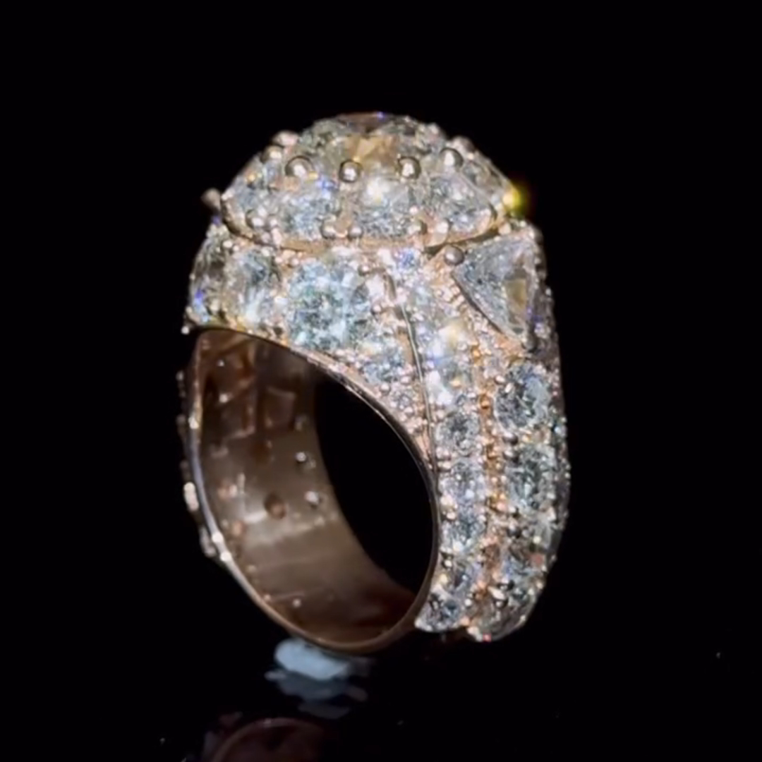 5ct Round Cut Gemstone With Fully Surrounded Gemstone Inlaid Luxury Handmade Plated Gold Sterling Silver Men's Ring