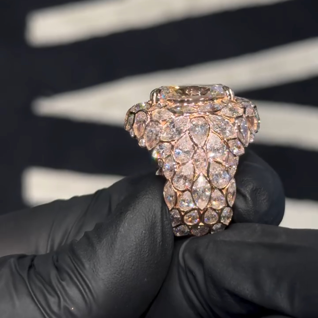 18ct Oval Cut White Zircon Luxury Sterling Silver Gold Plated Men's Ring TRV051