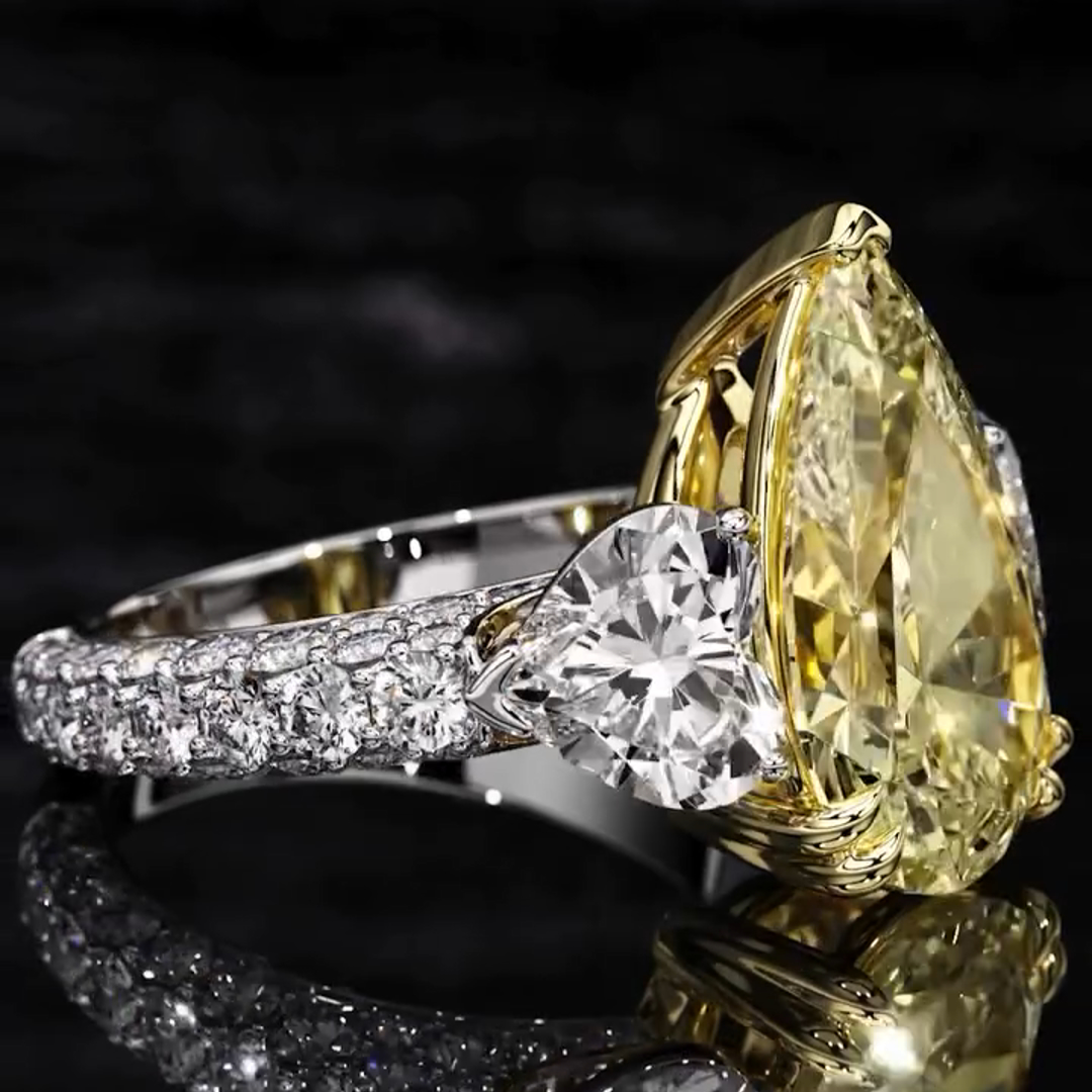 8ct pear cut yellow gemstone handmade sterling silver wedding ring