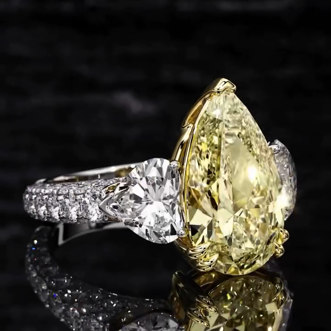 8ct pear cut yellow gemstone handmade sterling silver wedding ring