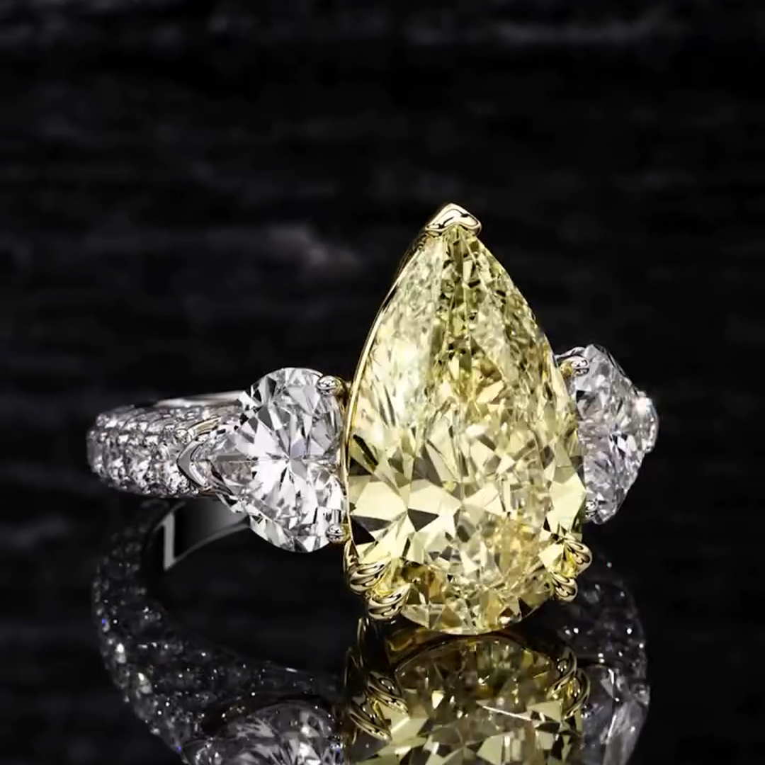 8ct pear cut yellow gemstone handmade sterling silver wedding ring