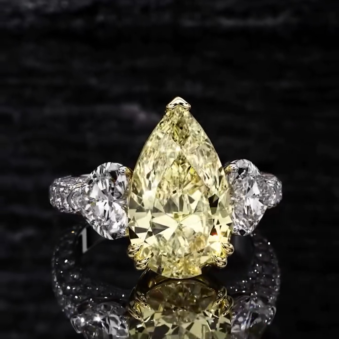 8ct pear cut yellow gemstone handmade sterling silver wedding ring