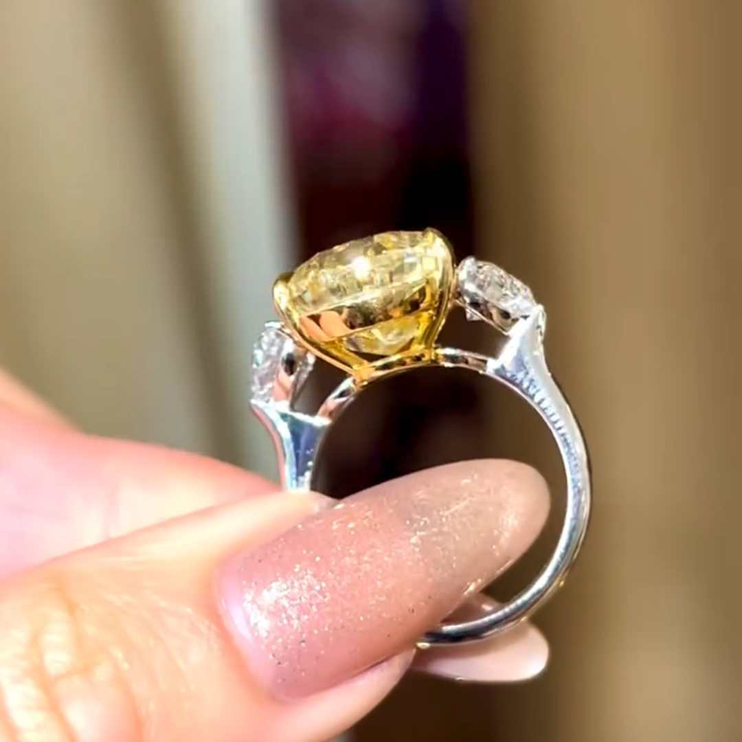 8ct Pear Cut Yellow Diamond Sterling Silver Handmade Wedding Ring