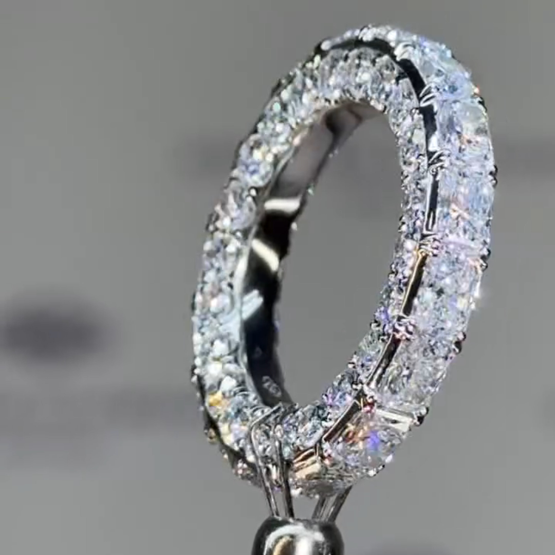 8ct Emerald Cut White Diamond Sterling Silver Handmade Engagement Ring