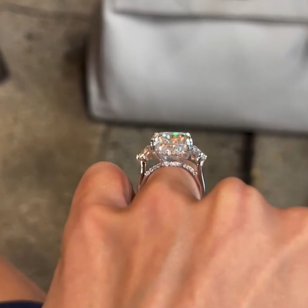 12ct Emerald Cut White Diamond Sterling Silver Handmade Wedding Ring