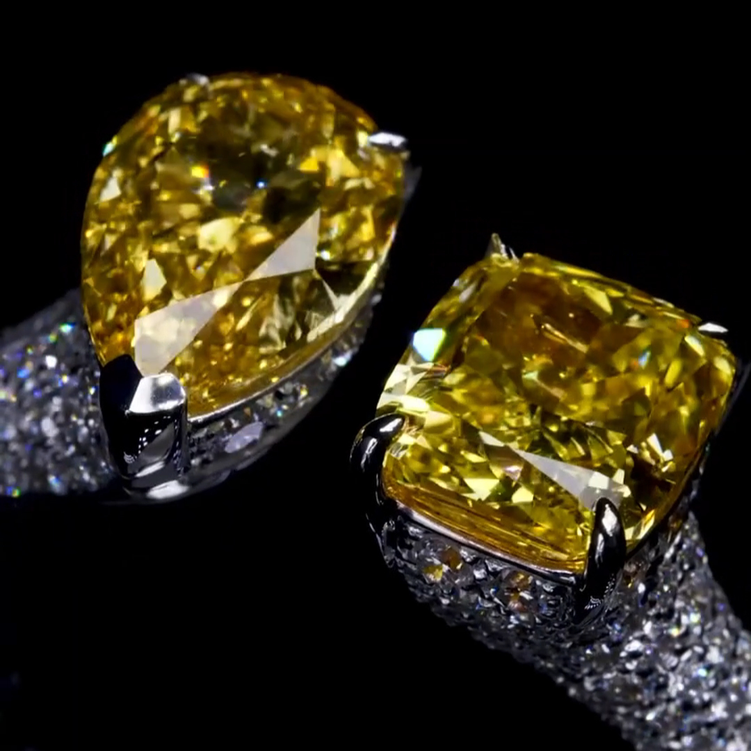 8ct Pear And Princess Cut Yellow Diamond Sterling Silver Handmade Wedding Ring