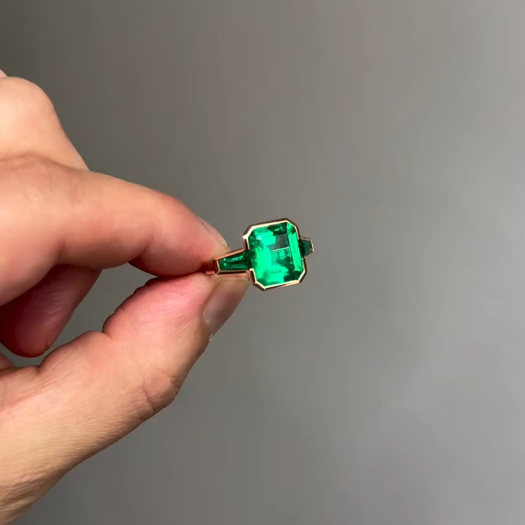 8ct Cushion Cut Emerald Sterling Silver Plated Yellow Gold Handmade Engagement Ring