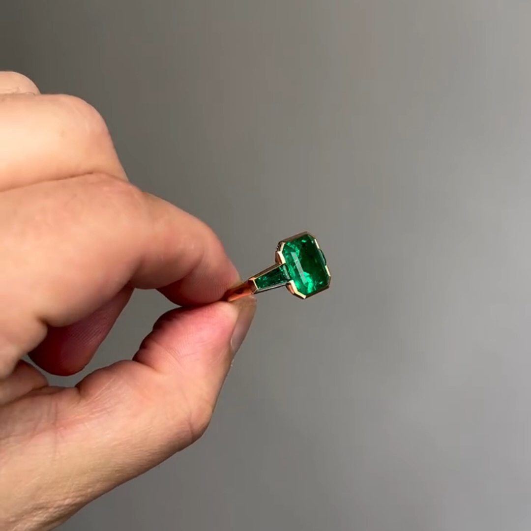 8ct Cushion Cut Emerald Sterling Silver Plated Yellow Gold Handmade Engagement Ring