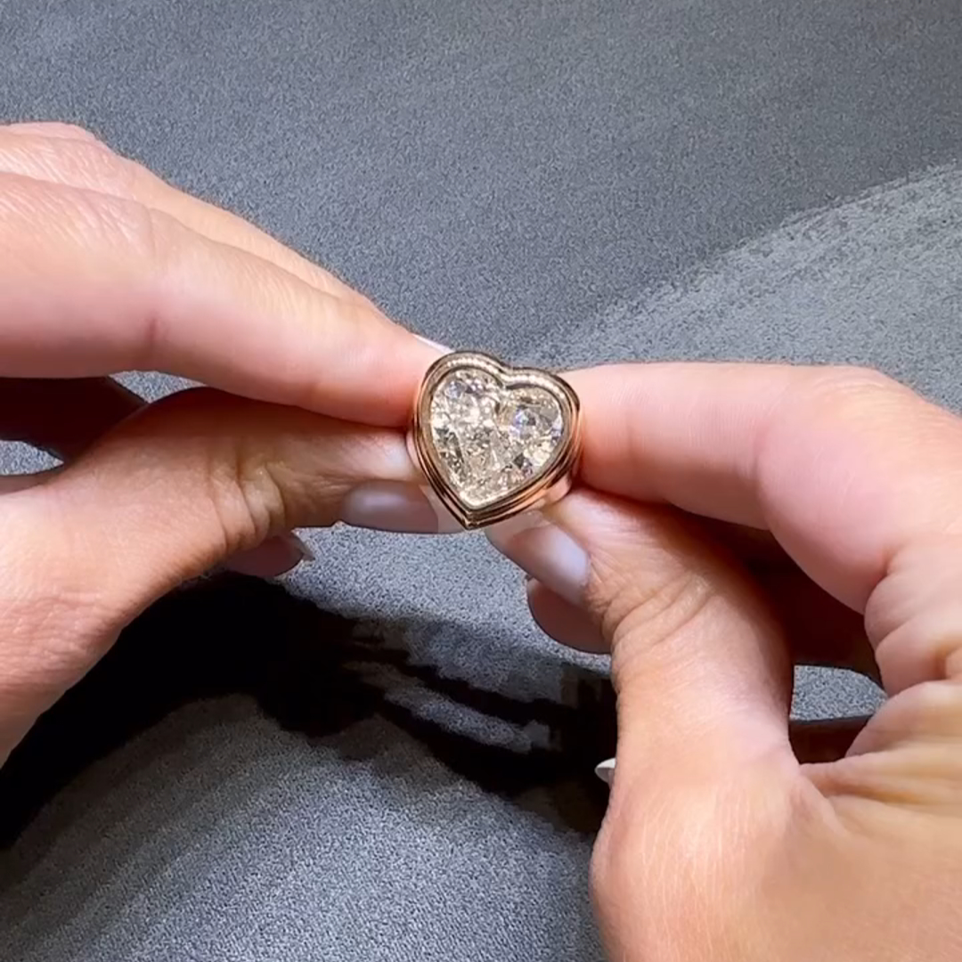 10ct Heart-Shaped White Diamond Sterling Silver Rose Gold Handmade Wedding Ring