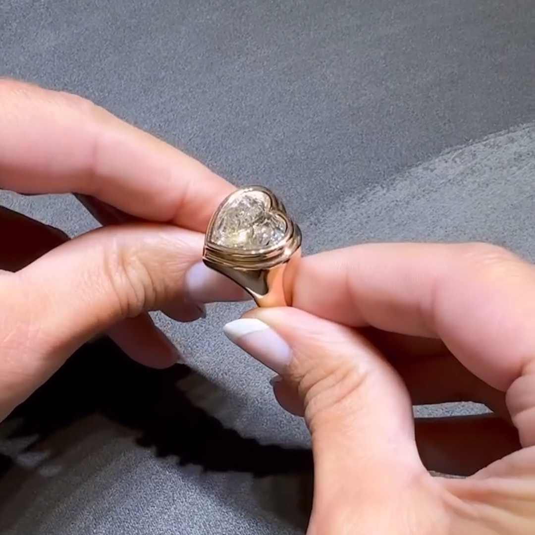 10ct Heart-Shaped White Diamond Sterling Silver Rose Gold Handmade Wedding Ring