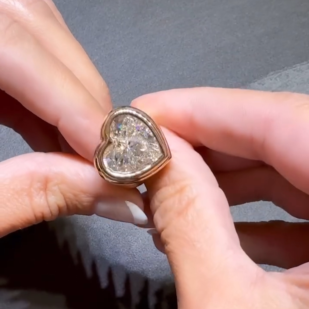 10ct Heart-Shaped White Diamond Sterling Silver Rose Gold Handmade Wedding Ring